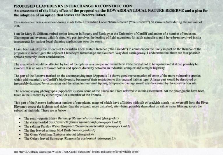 HowardianLNR
Llanederyn Interchange Proposal
Effects on Reserve
Appendix 2