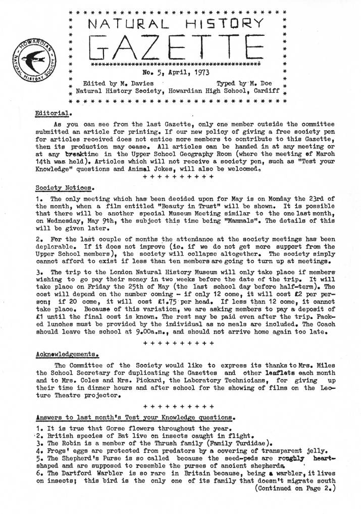 Gazette No. 5
April 1973