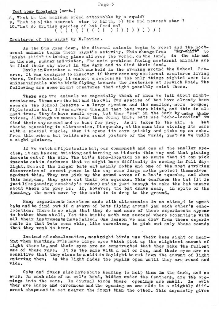 Natural History Gazette
No. 8 December 1973