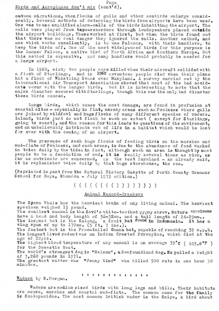 Natural History Gazette
No. 8 December 1973