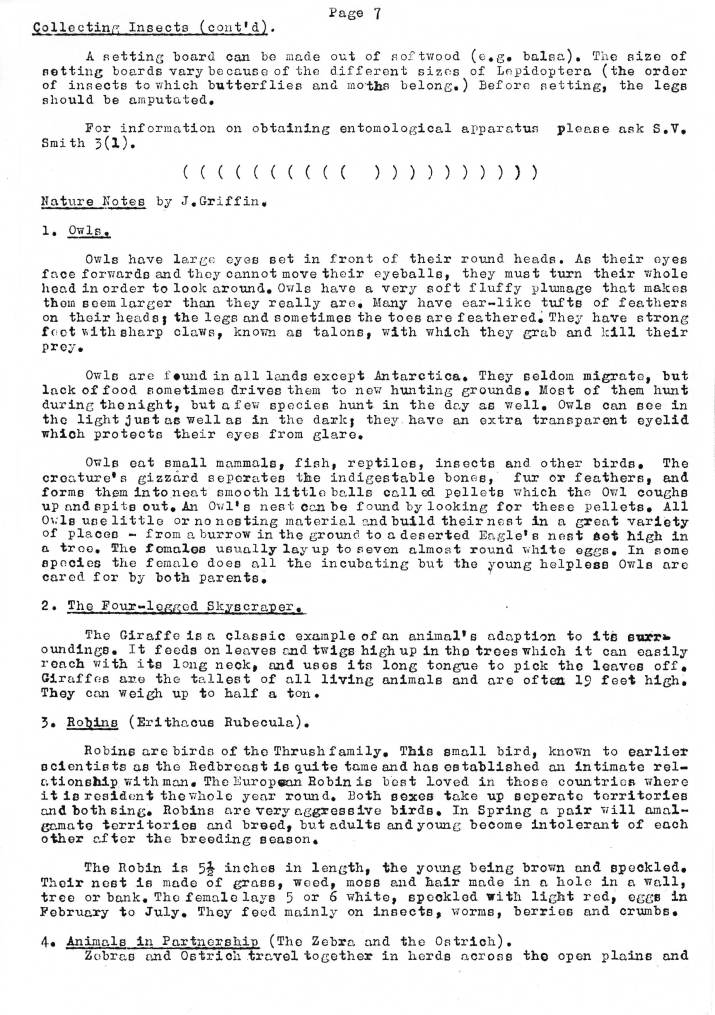 Natural History Gazette
No. 8 December 1973