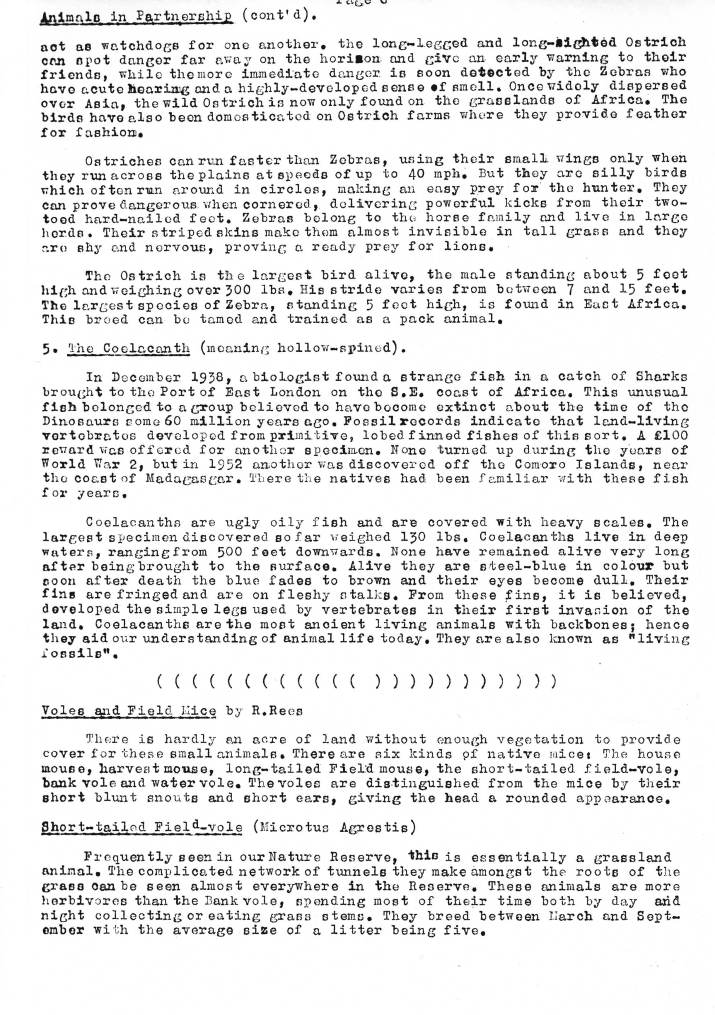 Natural History Gazette
No. 8 December 1973