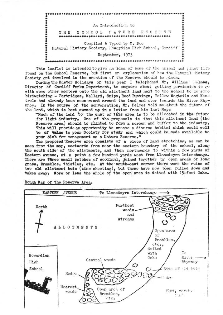 An Introduction to the School Nature Reserve
September 1973