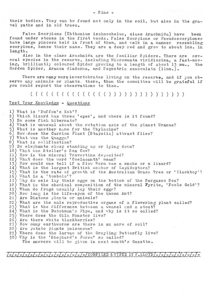 Natural History Gazette
No. 13 December 1974