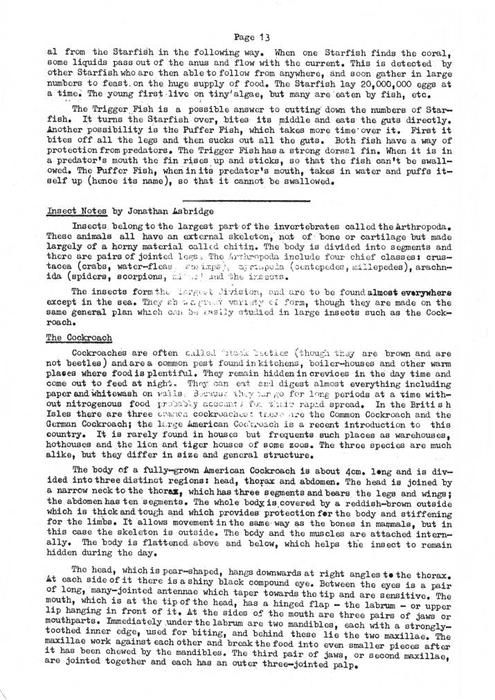 Natural History Gazette
No. 10 July 1974