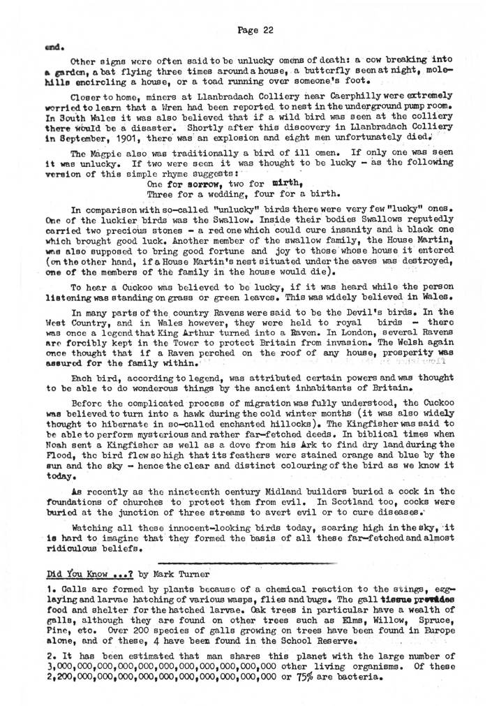 Natural History Gazette
No. 10 July 1974