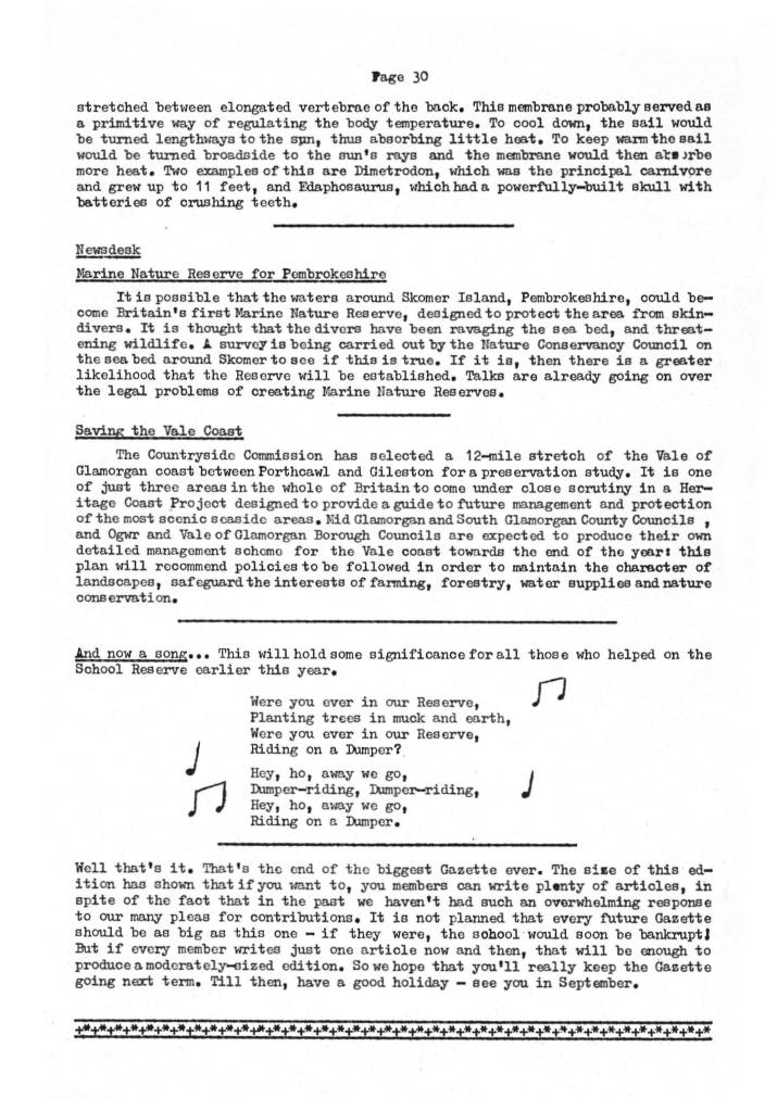 Natural History Gazette
No. 10 July 1974