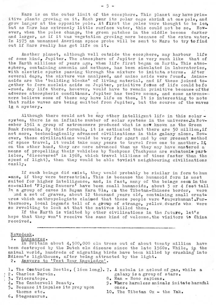 Natural History Gazette
No. 12 November 1974