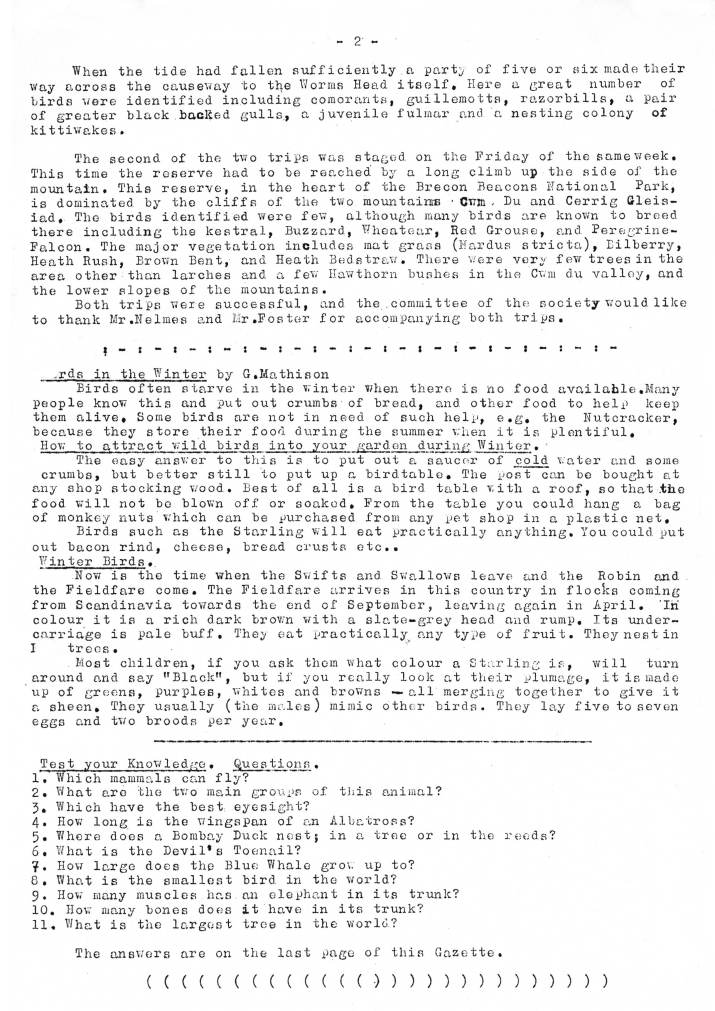 Natural History Gazette
No. 11 October 1974