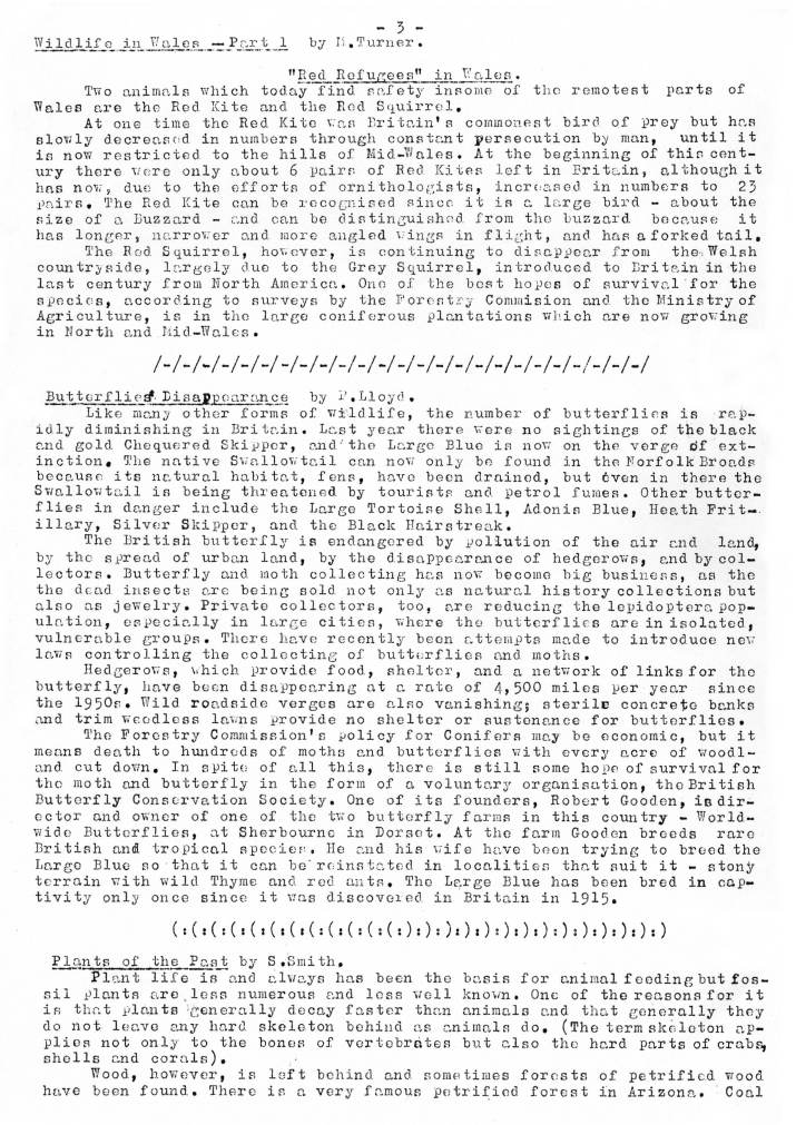 Natural History Gazette
No. 11 October 1974