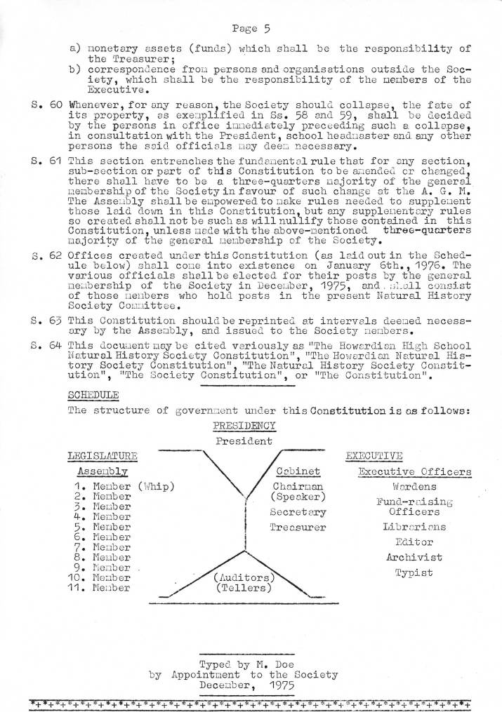 The Howardian High School
NATURAL HISTORY SOCIETY
CONSTITUTION