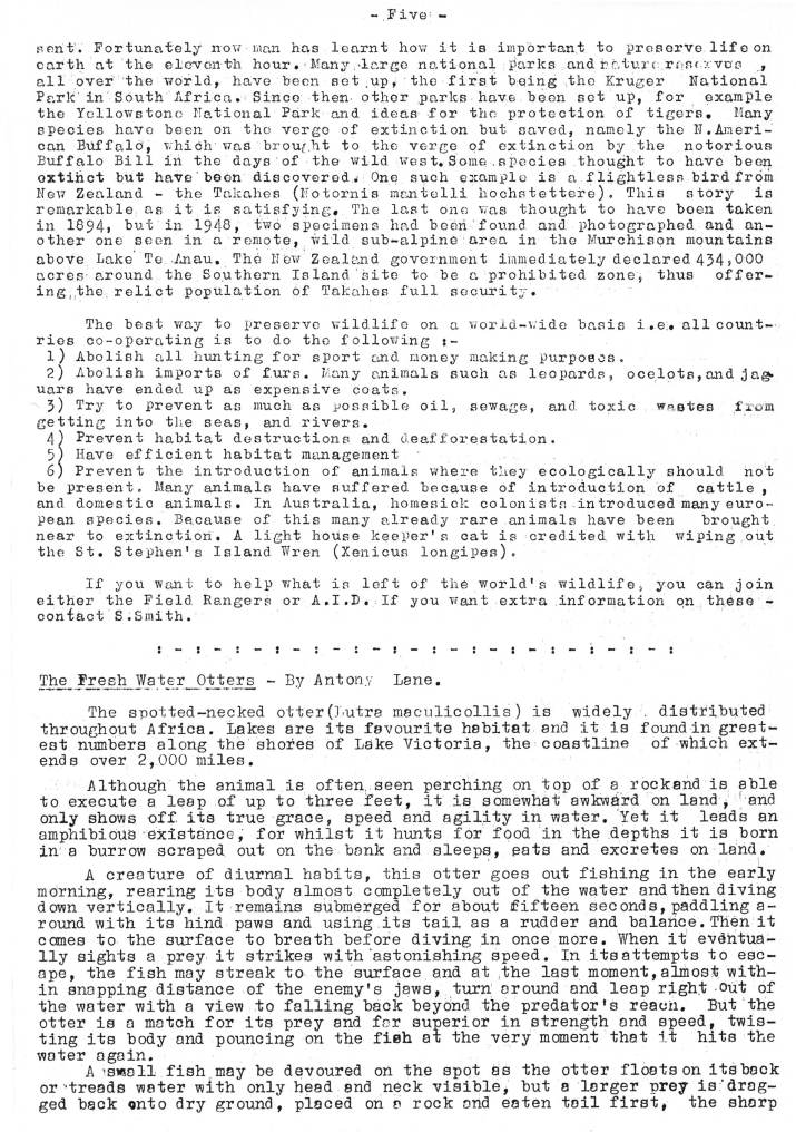 Natural History Gazette
No. 14 February 1975