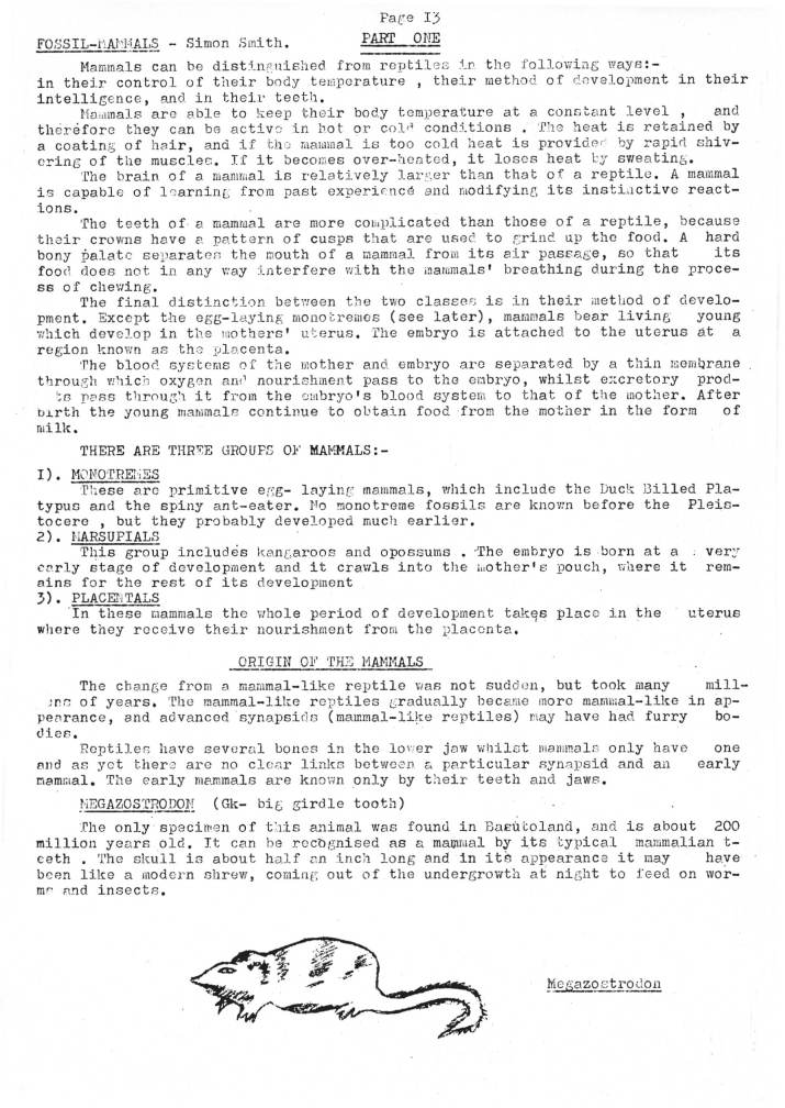 Natural History Gazette
No. 17 July 1975