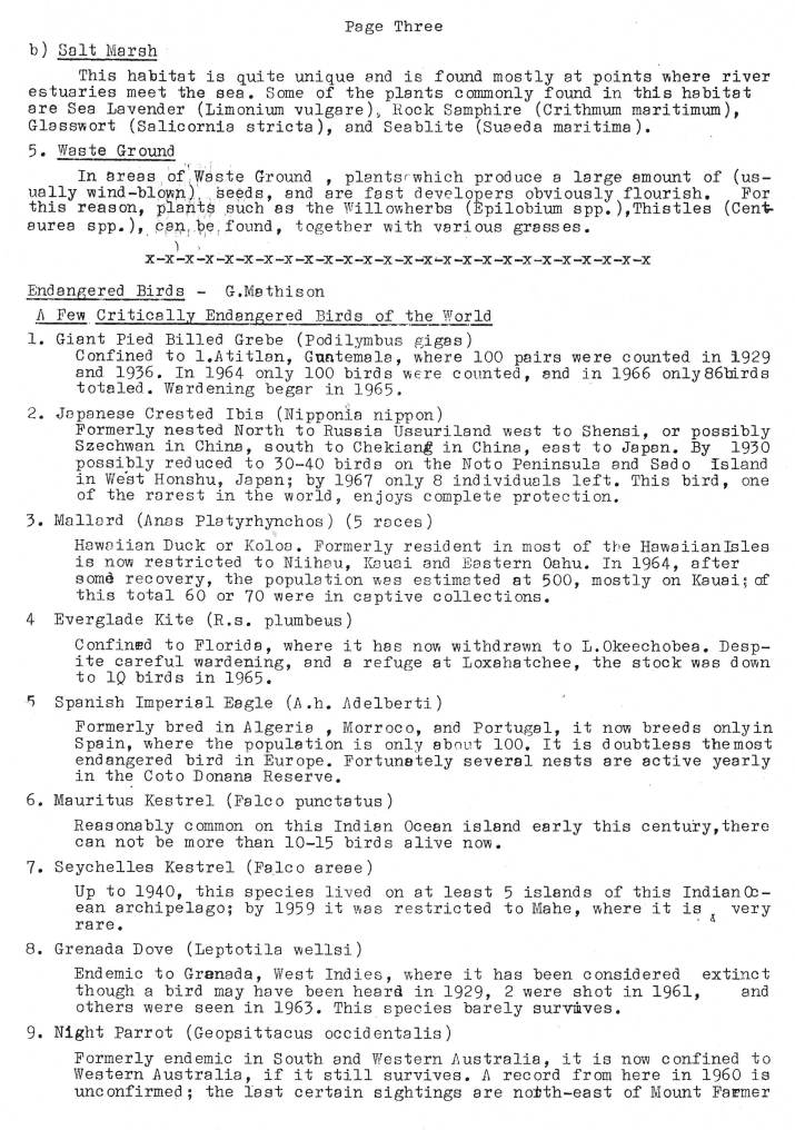 Natural History Gazette
No. 18 November 1975