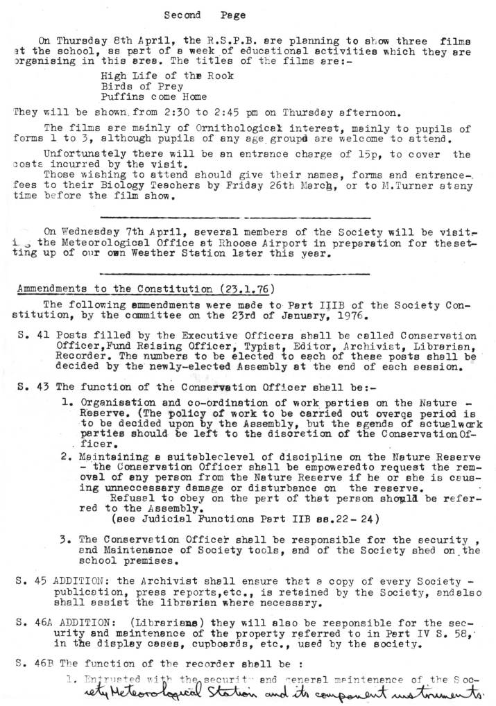 Natural History Gazette
No. 20 April 1976