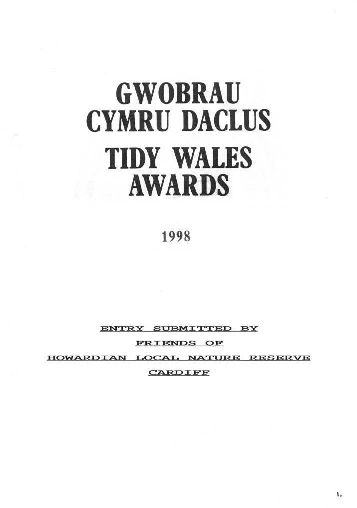 Howardian Local Nature Reserve
Tidy Wales Awards 1998