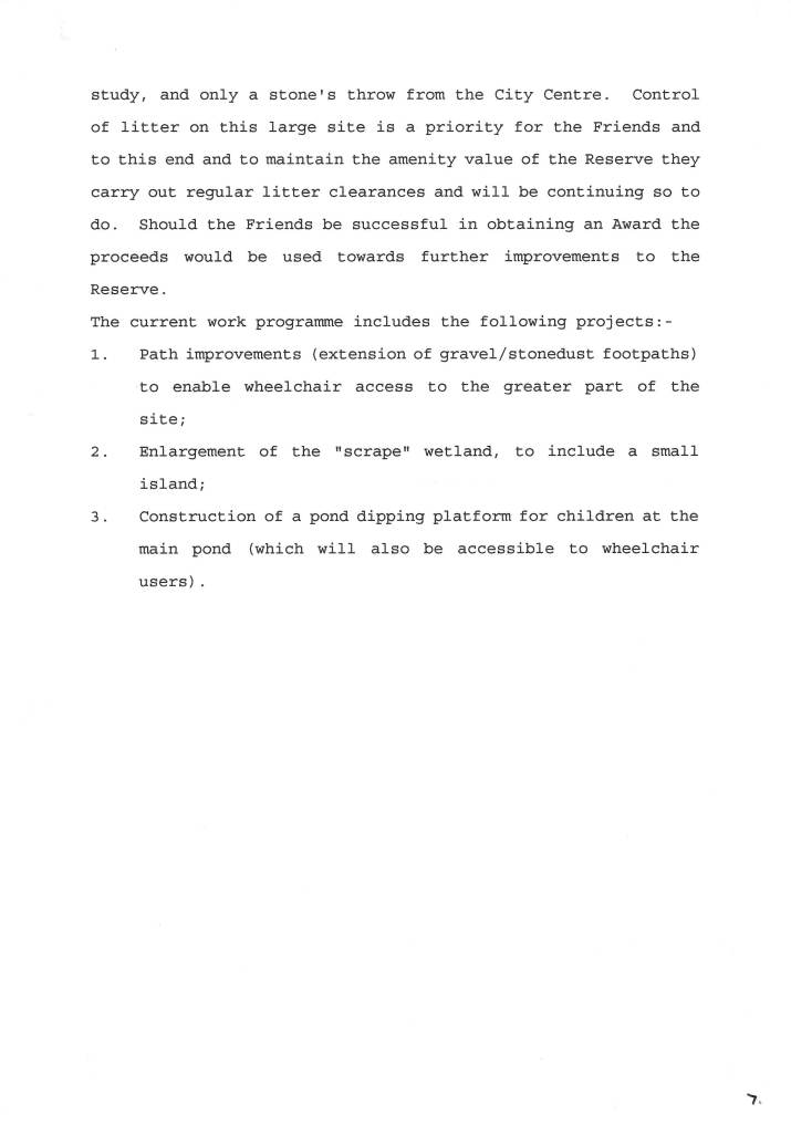 Howardian Local Nature Reserve
Tidy Wales Awards 1998