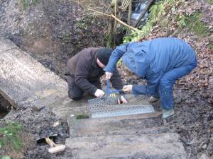 Howardian Local Nature Reserve  Chippings & stone dust spread Hammond Way entrance April 2012