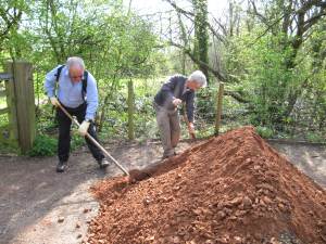 Howardian Local Nature Reserve  Chippings & stone dust spread Hammond Way entrance April 2012