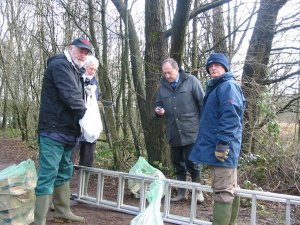 Howardian Local Nature Reserve 
  Ladder, Boxes & members of the Friend's Group