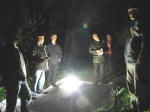 GMRG members and Friends of Howardian LNR gathered around a Skinner trap